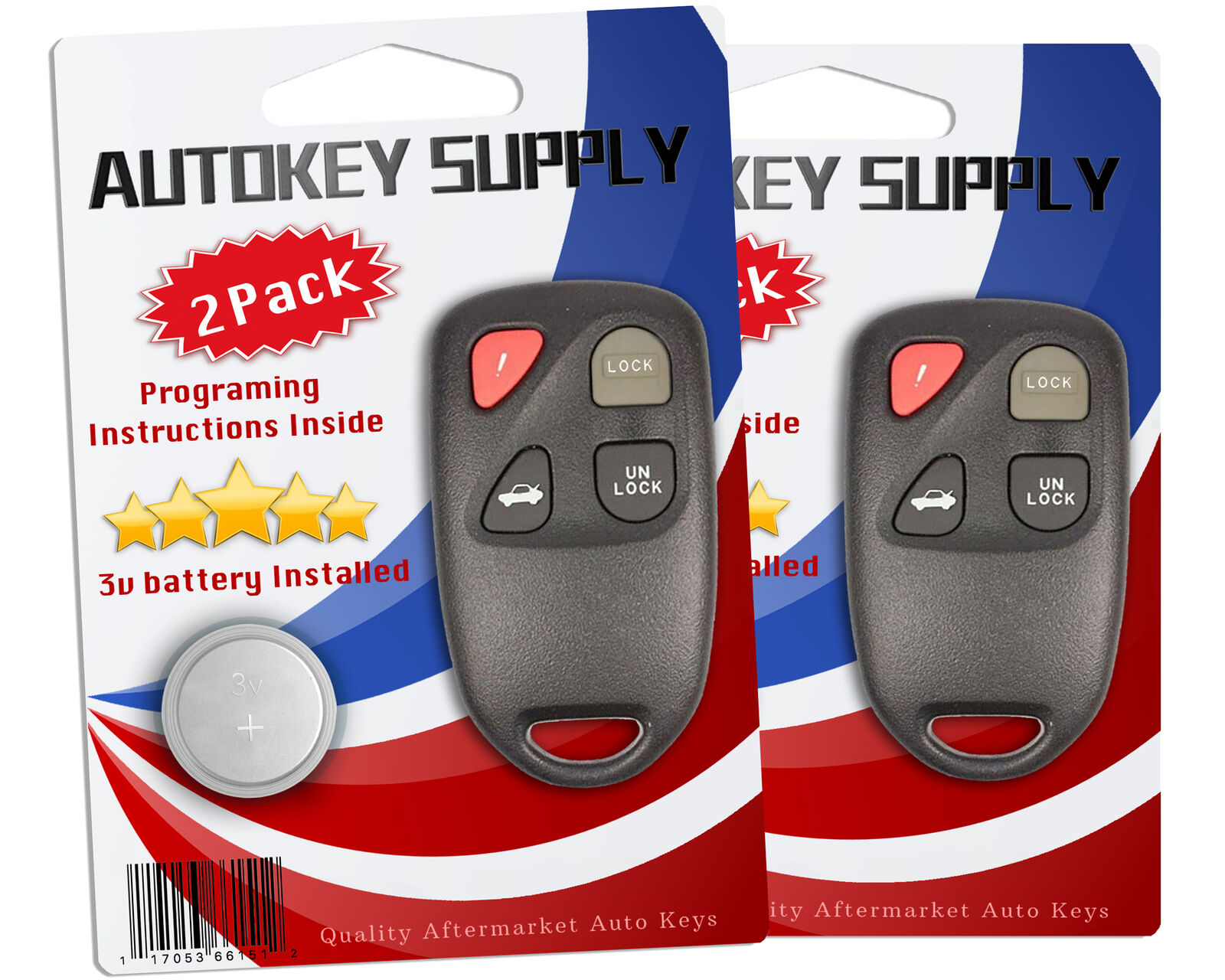 New Replacement for Mazda RX-8 Keyless Entry Remote 4B FCC# KPU41805 (2 Pack)