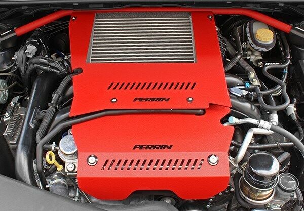 Perrin Performance (Red) Aluminum Engine Cover Kit for 2015-2021 Subaru WRX