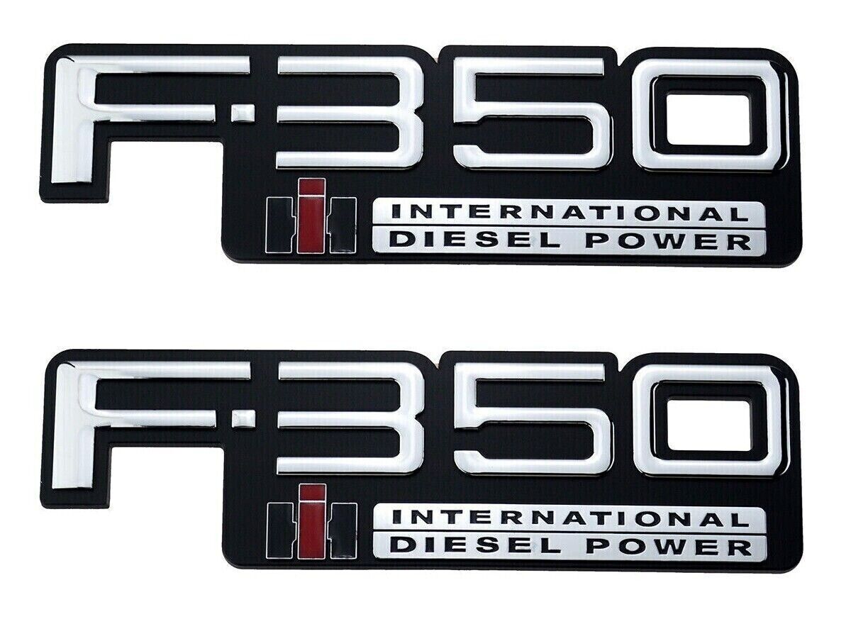 2pcs F350 International Diesel Power Fit for 83-94 Fender Badge Emblem (Chrome)