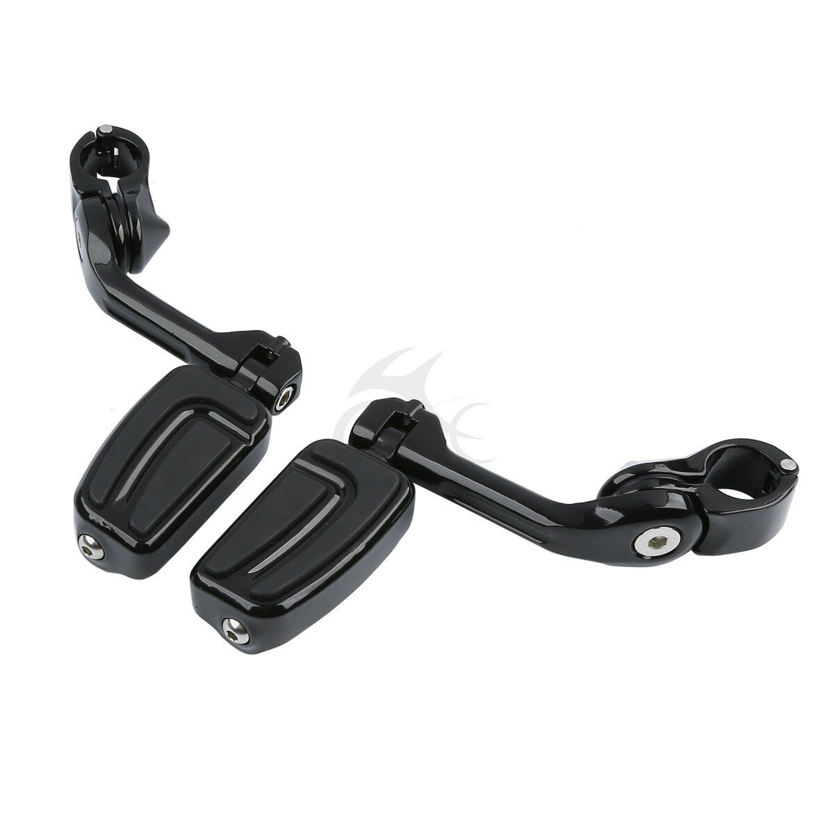 Black 1.25\'\' Highway Long Angled FootPeg Fit For Harley Touring Engine Guards