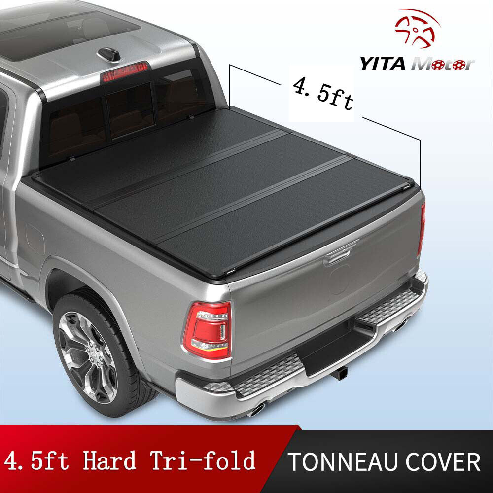 4.5ft Bed Hard 3-fold Tonneau Cover for 22-23 Ford Maverick Tri-fold w/ Led Lamp