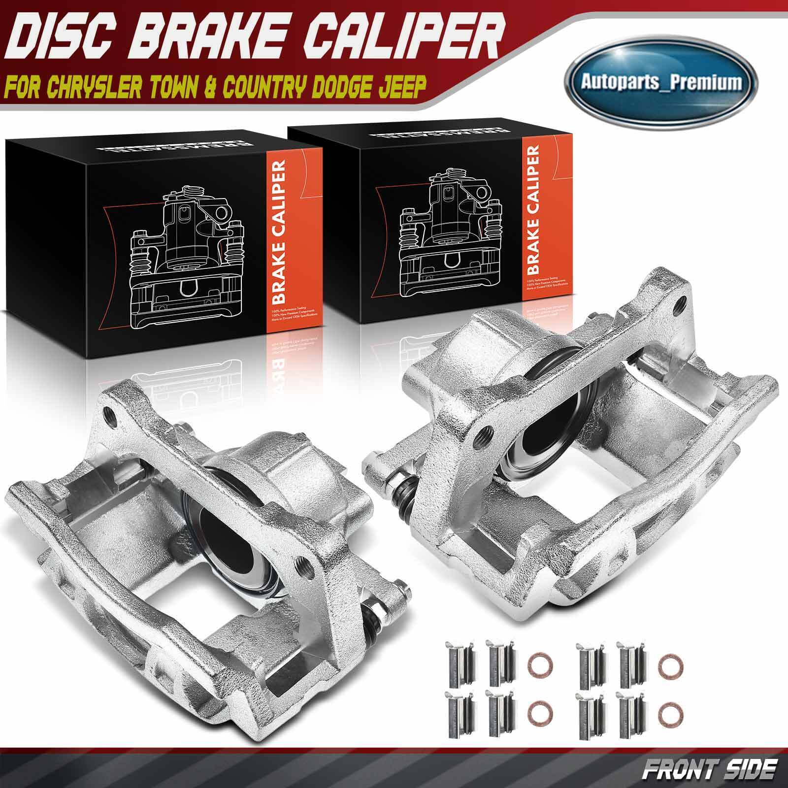 2x Brake Calipers w/ Bracket for Chrysler Town & Country Dodge Jeep Ram VW Front