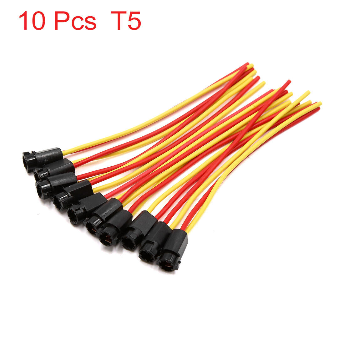 10pcs T5 Dashboard Light Bulb Wiring Harness Socket Connector for Automobile