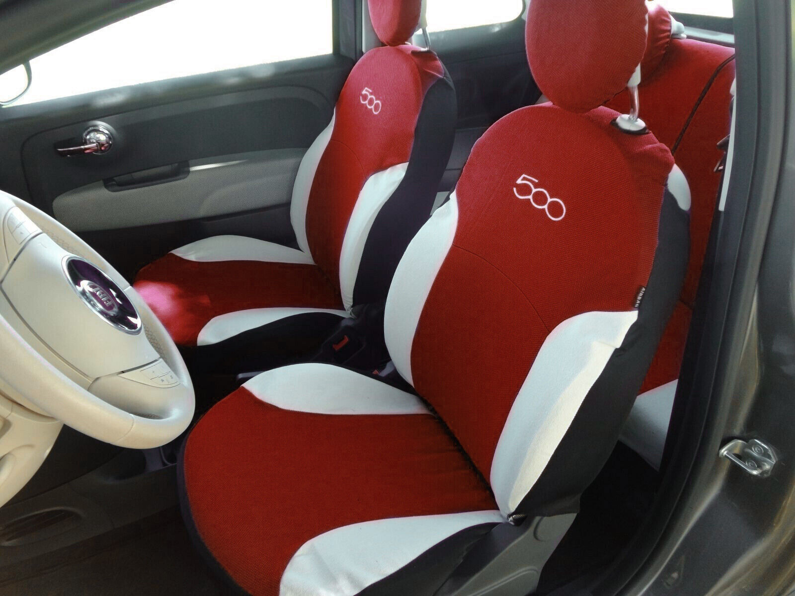 Liners Foderine Car Seat Covers Burgundy Tailored for Fiat 500 07 >