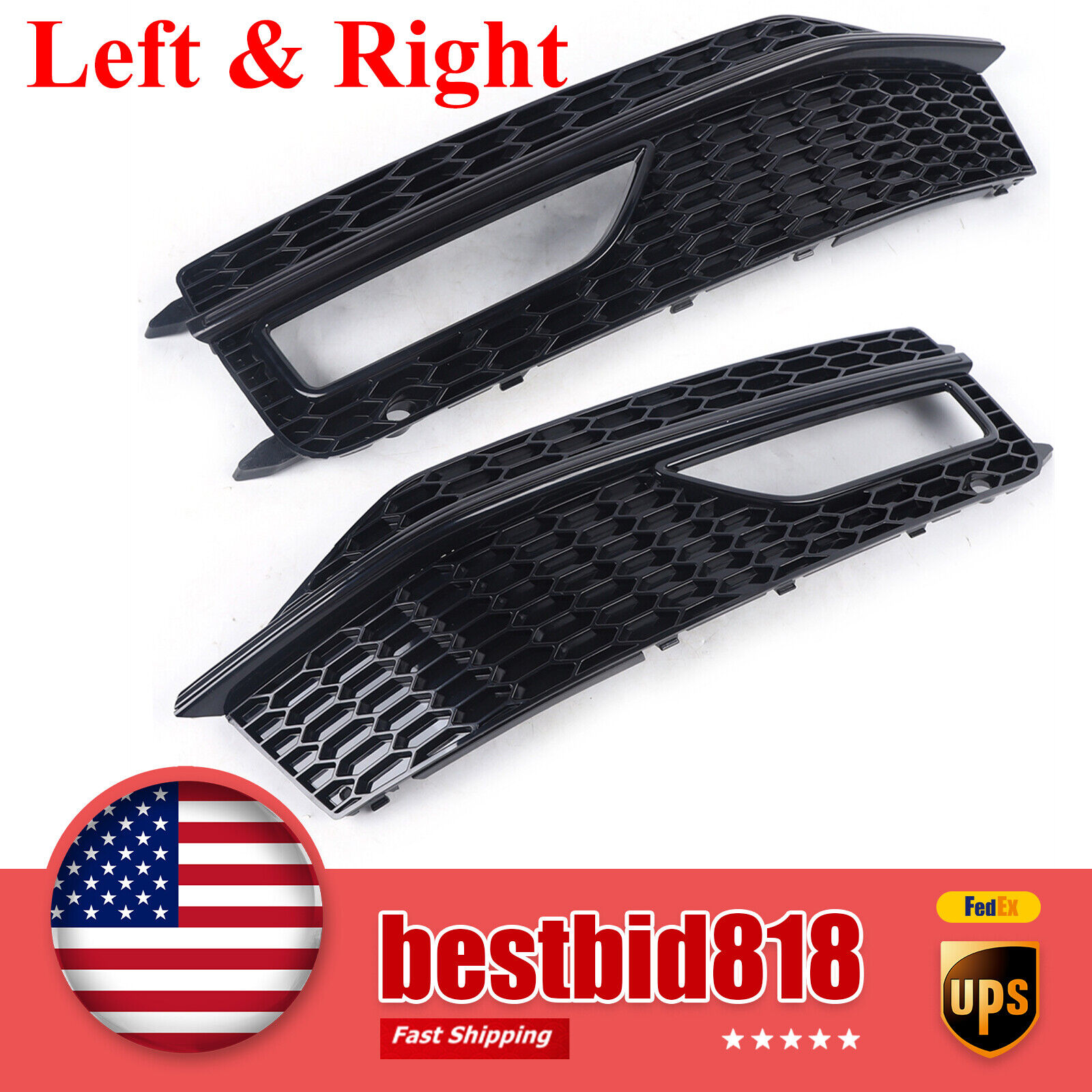 Front Bumper Fog Light Lamp Cover Grille For Audi S4/A4 S-line 2013 2014 2015 