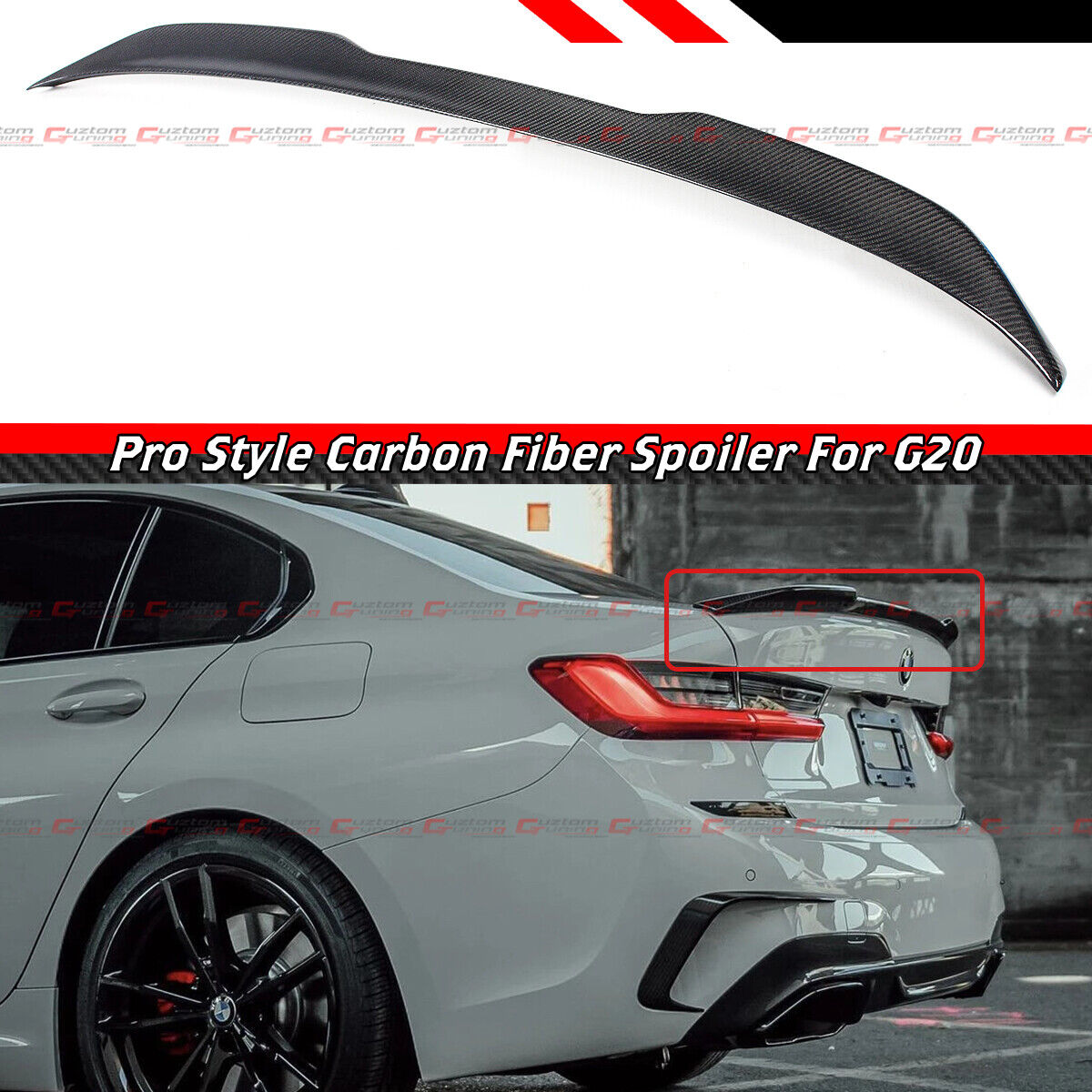 FOR 19-24 BMW G20 330i G80 M3 COMPETITION STYLE CARBON FIBER TRUNK SPOILER WING