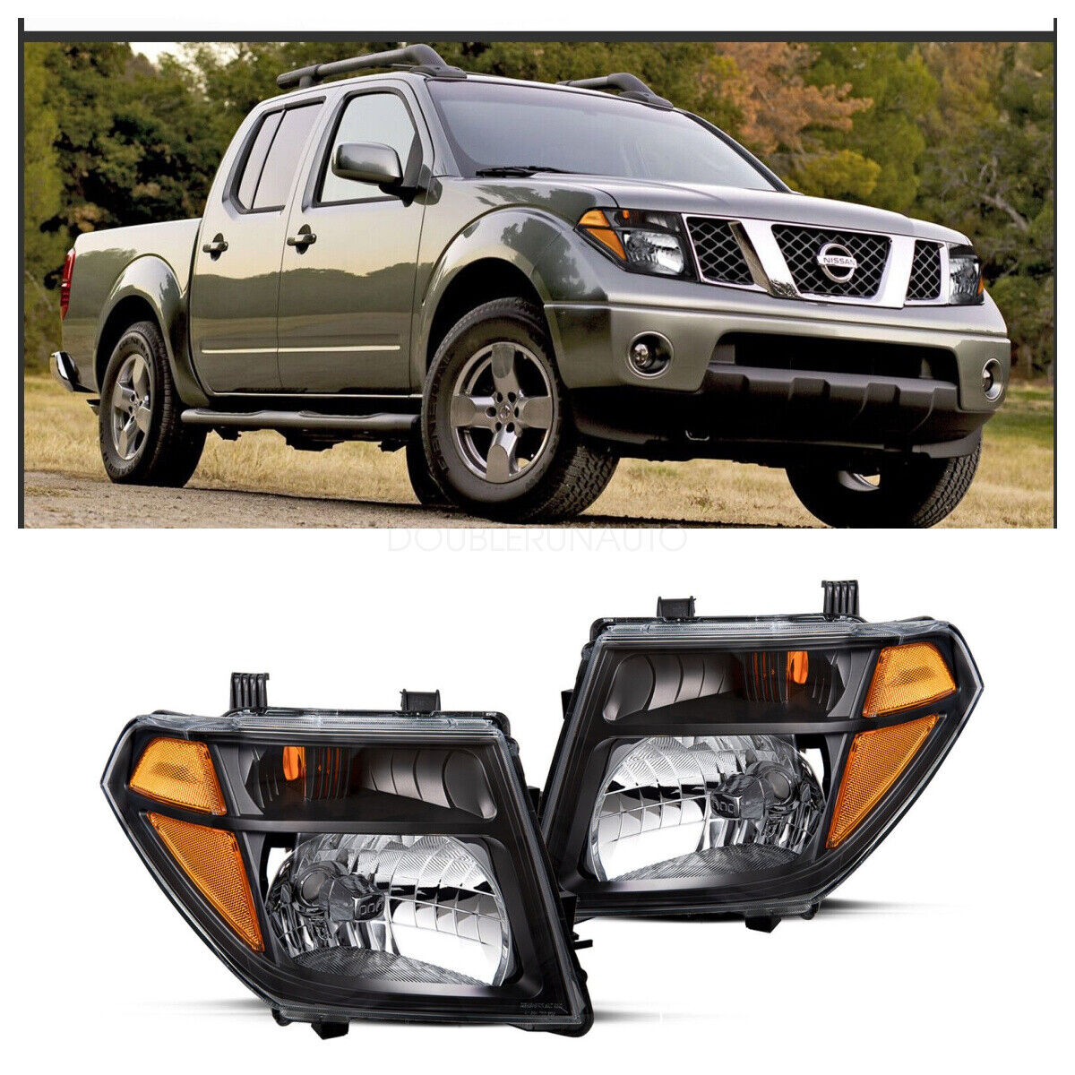 Black Halogen Headlights For 2005-2008 Nissan Frontier Pathfinder Lamps 05-07
