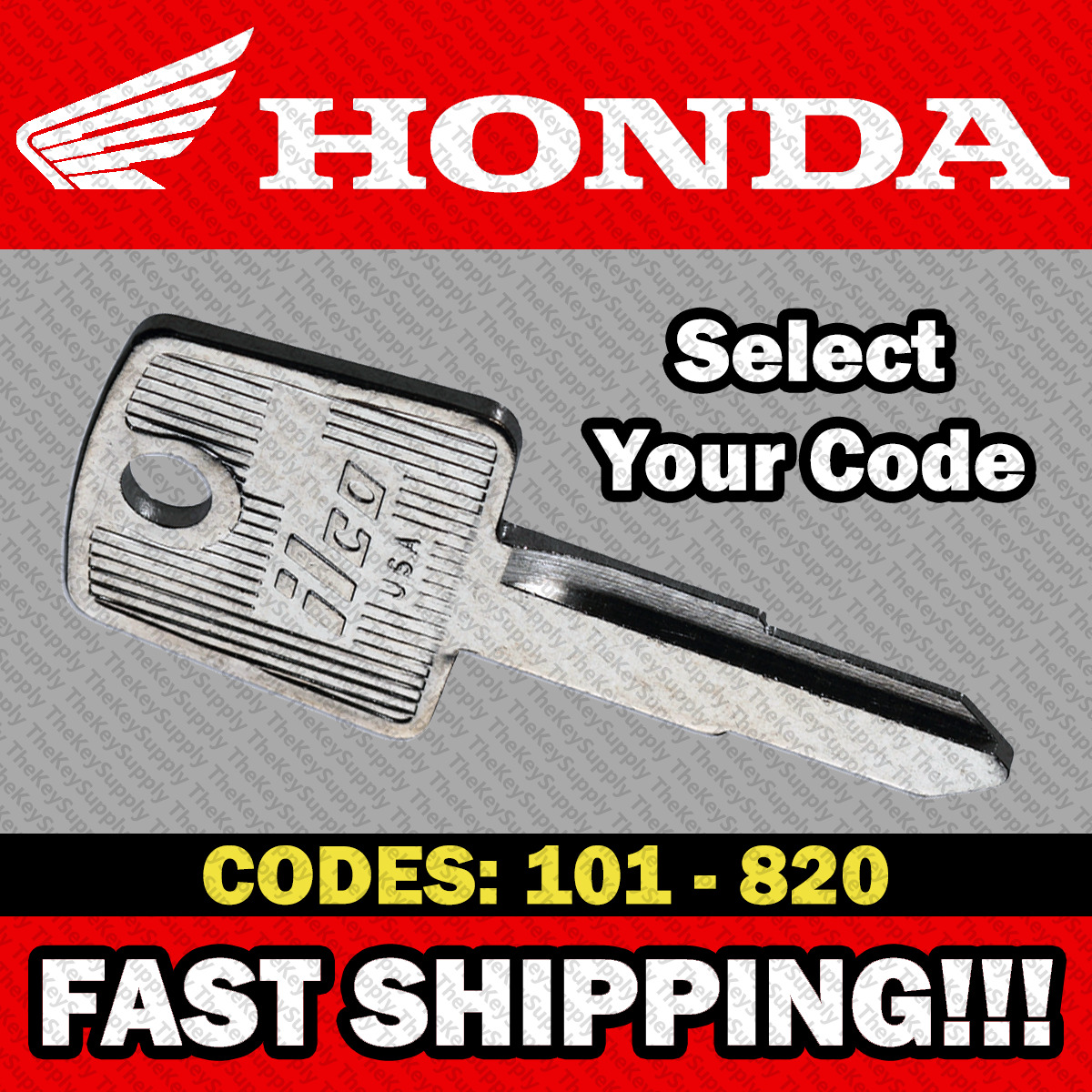 Honda Motorcycle Replacement Key Cut to Your Code 101 - 820