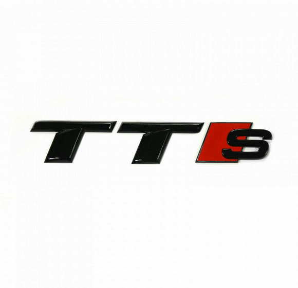 Audi TTS Boot Emblem Logo Sticker Rear Trunk Lid Badge Glossy Black Red