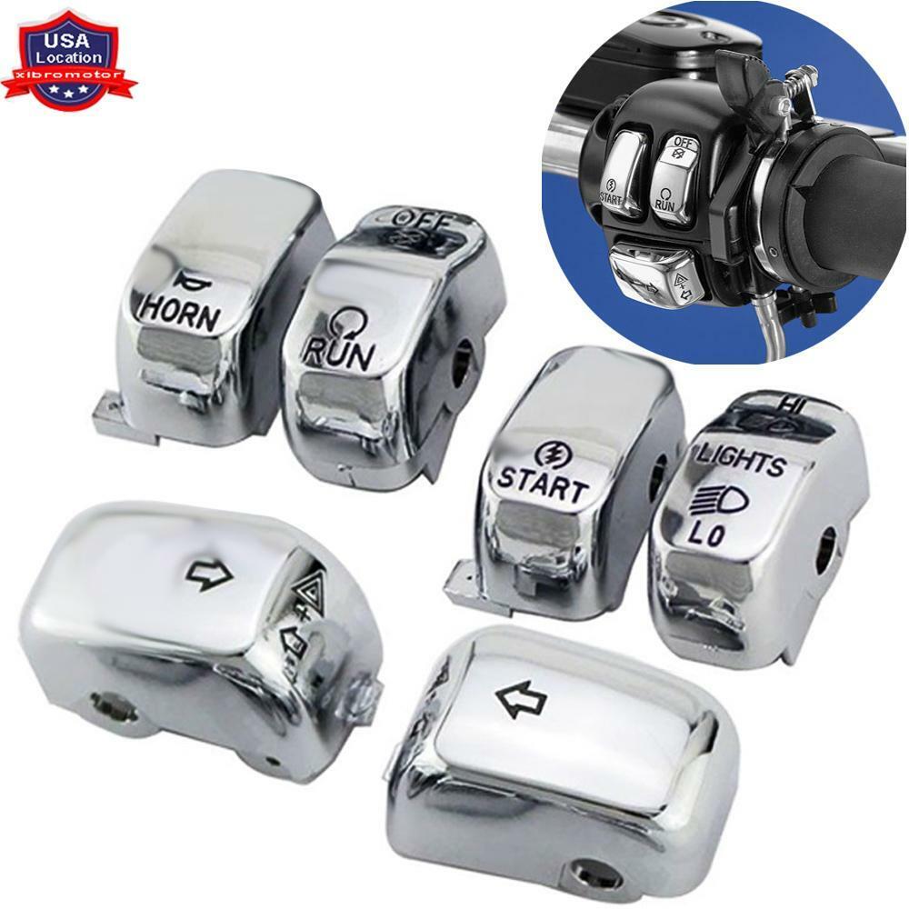 Chrome Hand Control Switch Housing Cap Button For Harley Touring Softail 96-13