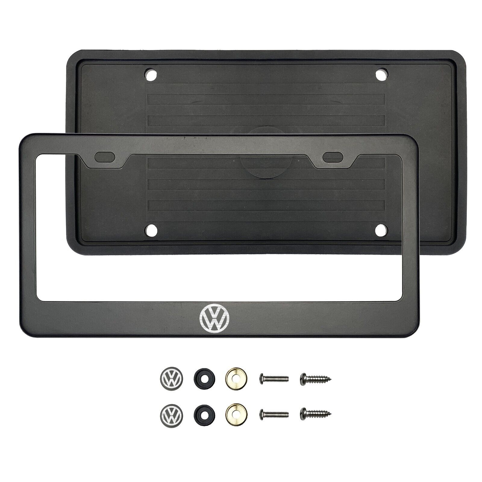 ITEZA custom matte black Laser Etched License Plate Frame with Screw Caps