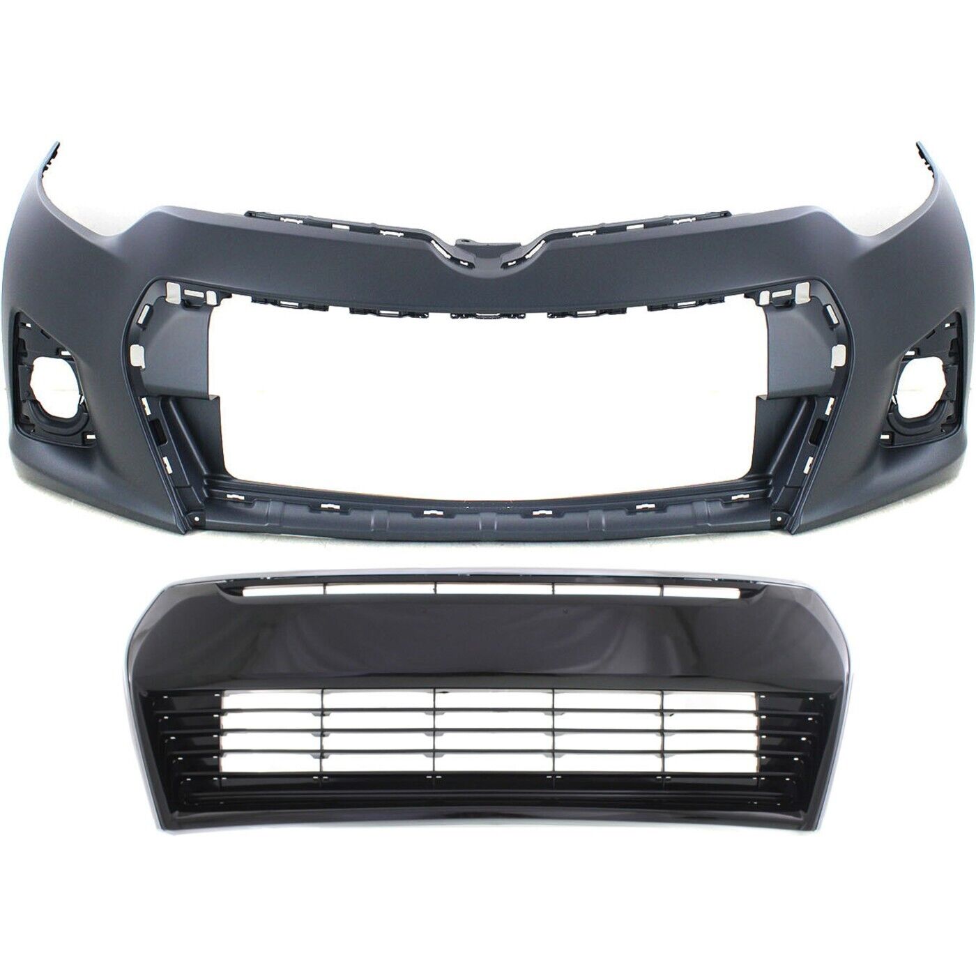 Front Bumper Cover Kit Includes Bumper Grille For 2014-2016 Toyota Corolla