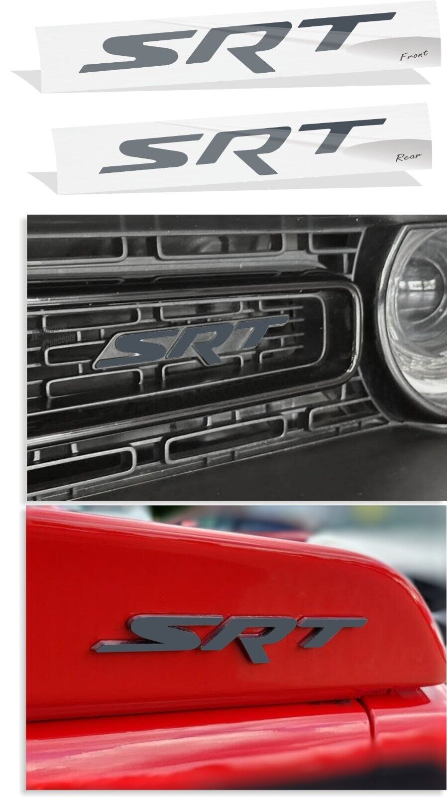 SRT Emblem Overlay Decals (Grille & Trunk) - 2015-2018 Dodge Challenger SRT 392