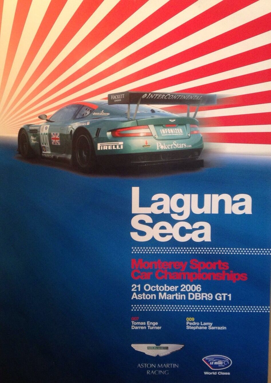 Aston Martin DBR9 GT1 Laguna Seca 2006 Event Extremely Rare Car Poster:>)