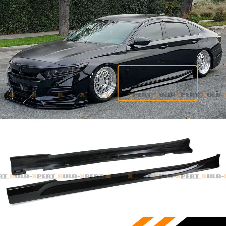 For 2018-2022 10th Honda Accord Painted Gloss Black Yofer Side Skirt Extension