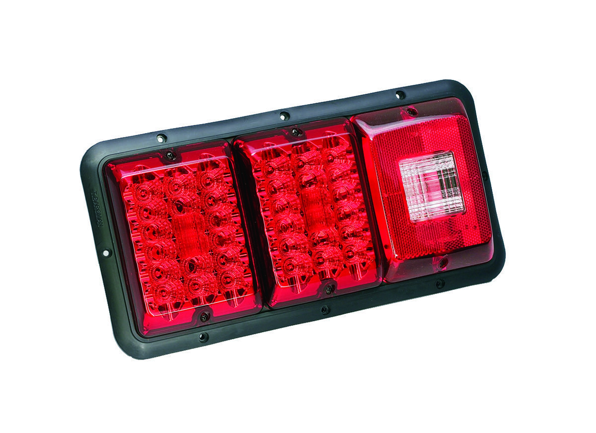 Bargman 84 85 Trailer RV Triple Tail Light Red & Red LED Incndscnt Backup BLACK