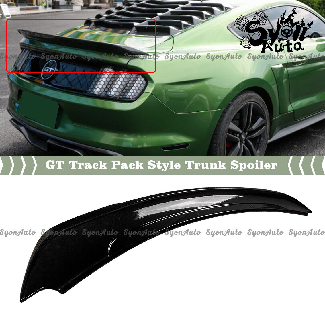 FITS 2015-2021 FORD MUSTANG GLOSSY BLACK TRACK PACK GT STYLE TRUNK SPOILER WING