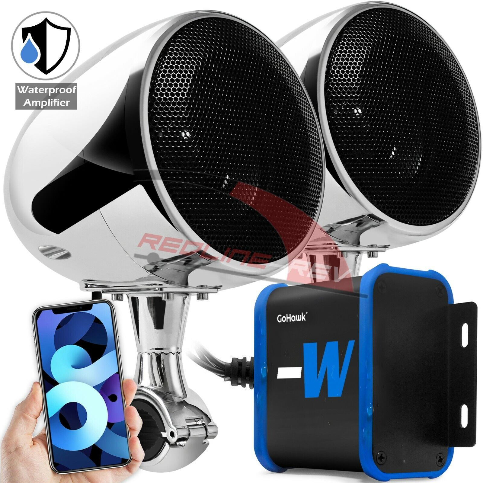 Refurb Bluetooth Waterproof Amplifier Motorcycle Stereo Speaker System USB Radio