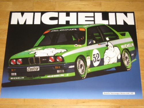 BMW M3 E30 Poster 28 - Michelin Master 1987 Alpina RAR Original Vintage IN Mint