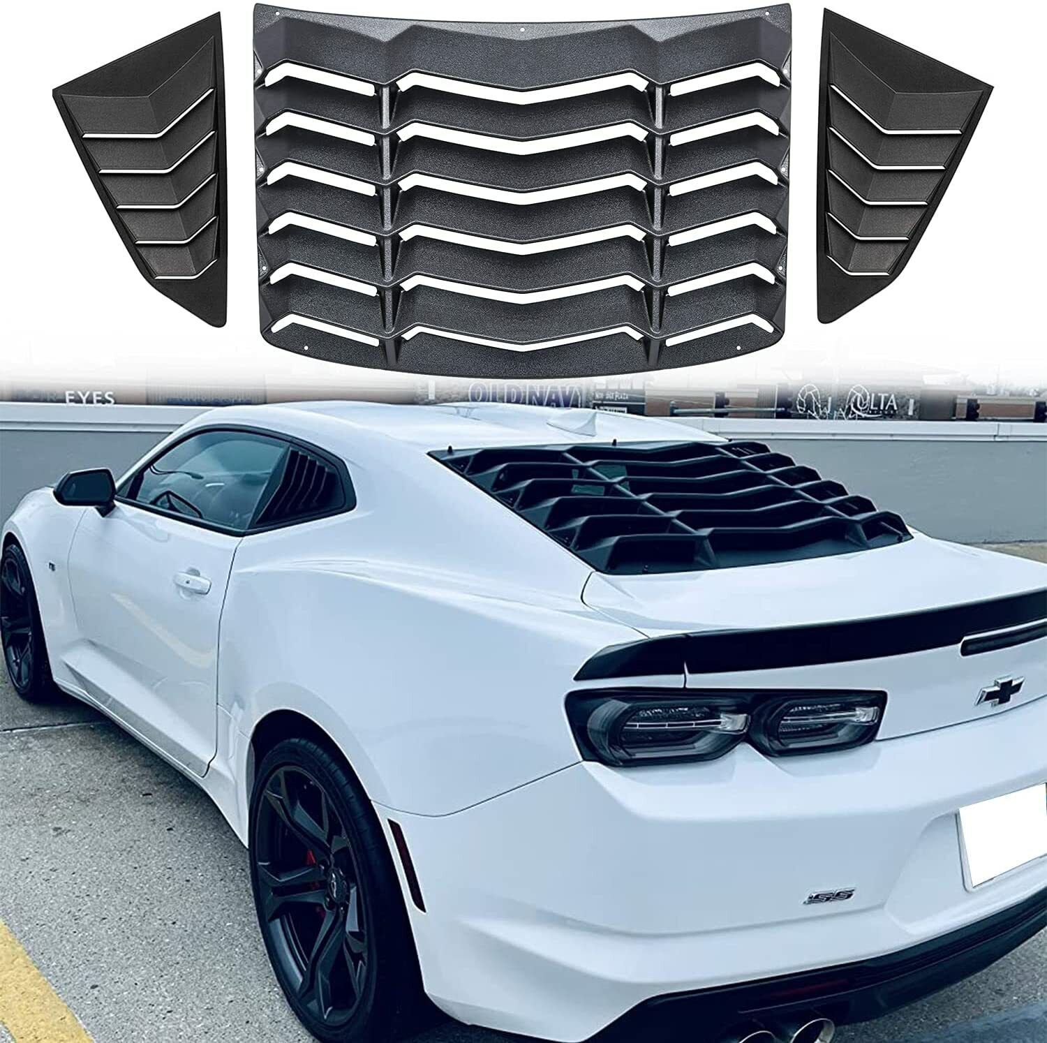 Rear & Side Window Louvers Sun Shade Cover for Chevy Chevrolet Camaro 2016-2023