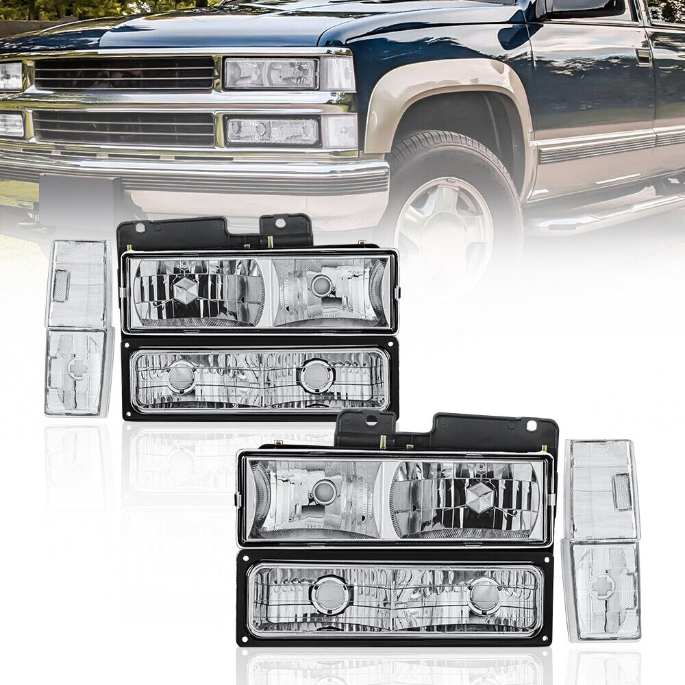 Pair Headlights Bumper Corner Lights For 1988-1993 Chevy C10 C/K 1500 2500