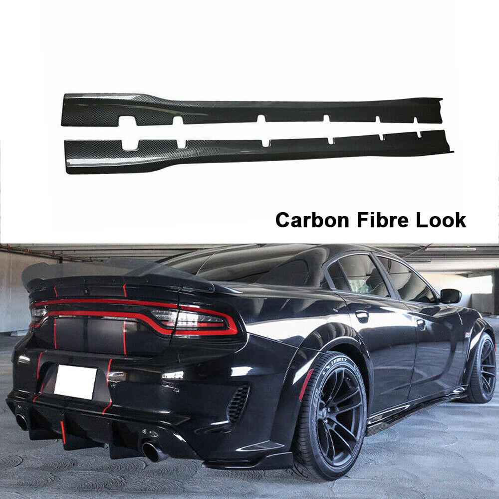 Fits 2020-2023 Dodge Charger Widebody Side Skirts Extension Carbon Fiber Look