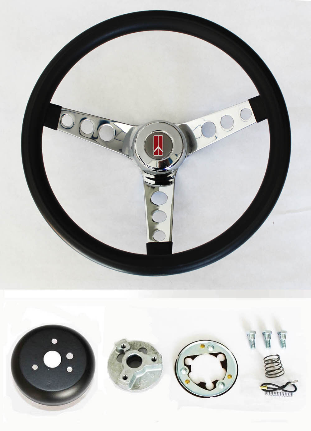 NEW 1969-1993 Cutlass F85 98 442 Grant Steering Wheel Black & Chrome 13 1/2\