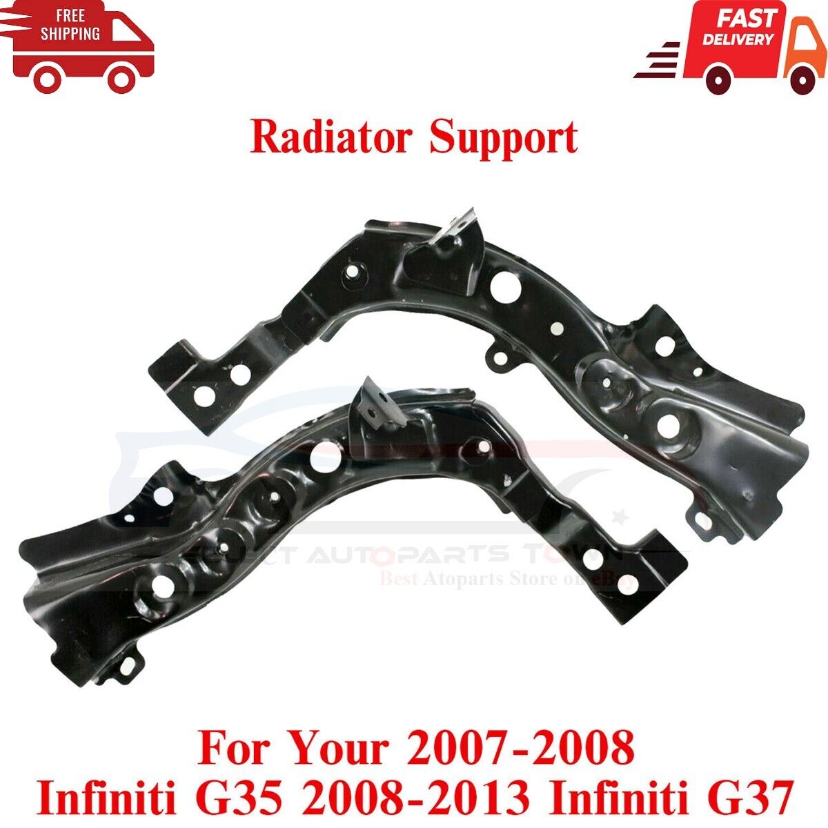 New Fits 07-08 Infiniti G35 08-13 G37 Front Radiator Support Steel Left & Right