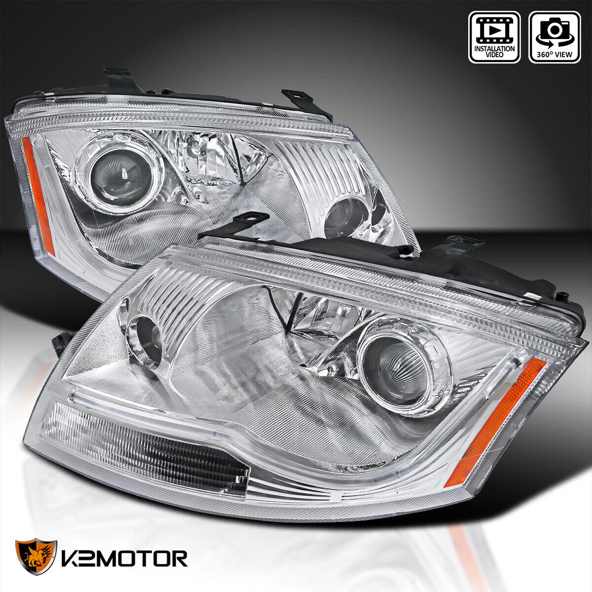 Fits 1999-2006 Audi TT Clear LED Strip Projector Headlights Lamps Left+Right