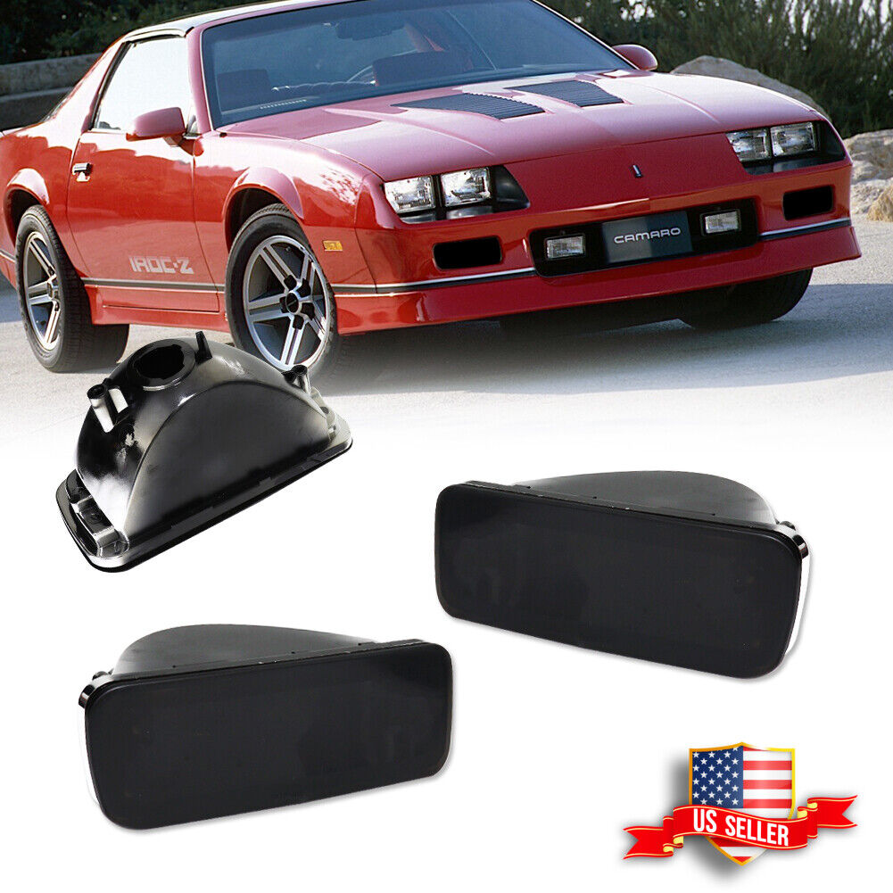 2x Smoke Lens Front Bumper Turn Signal Light Assembly For 1985-1992 Chevy Camaro