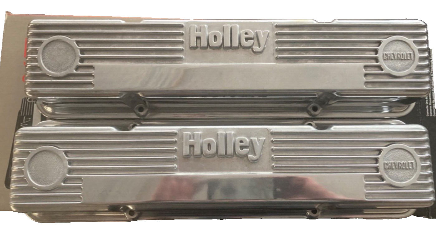 NOS Holley 241-47 Vintage Series GM Chevrolet Cast Aluminum Valve Covers, Tall
