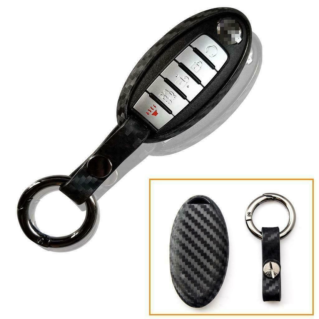 Carbon Grain TPU Key Fob Case Keychain For Nissan GT-R Rouge Murano Juke 370Z