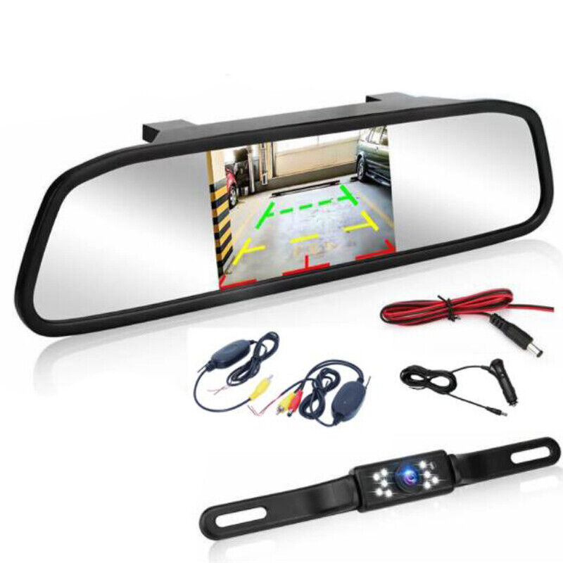 4.3 inch Mirror Dash Cam Reversing Parking Rearview w/ Camera Cigarette Lighter