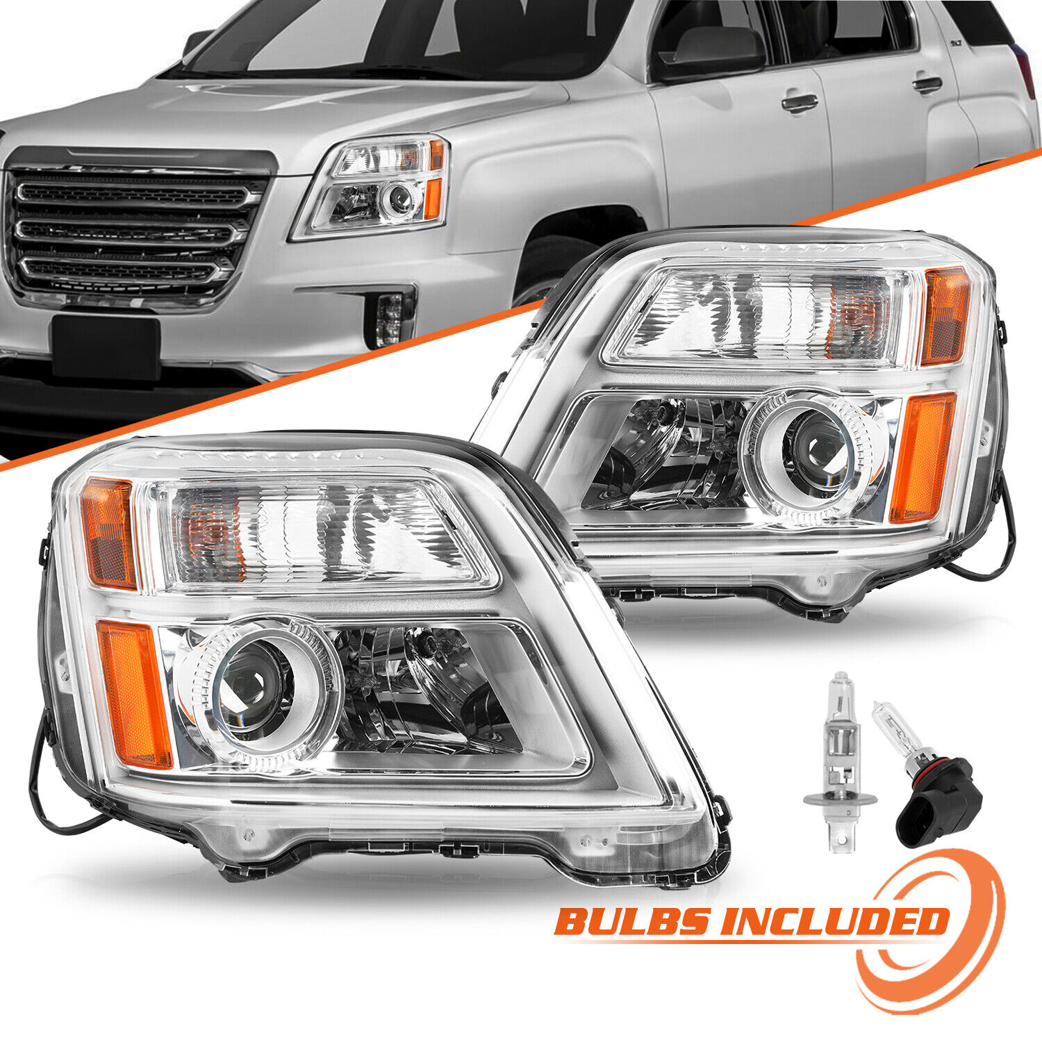 For 2010-2015 GMC Terrain Halogen 2Pcs [Factory Style] Headlights w/ Bulbs 10-15