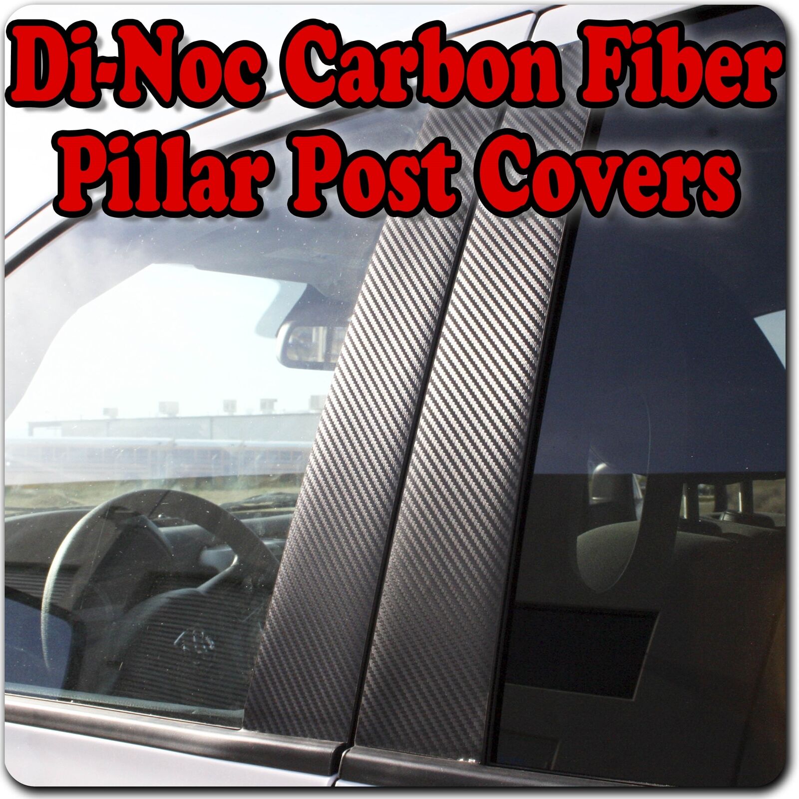 Di-Noc Carbon Fiber Pillar Posts for Kia Rio (4dr Sedan) 01-05 6pc Set Door Trim