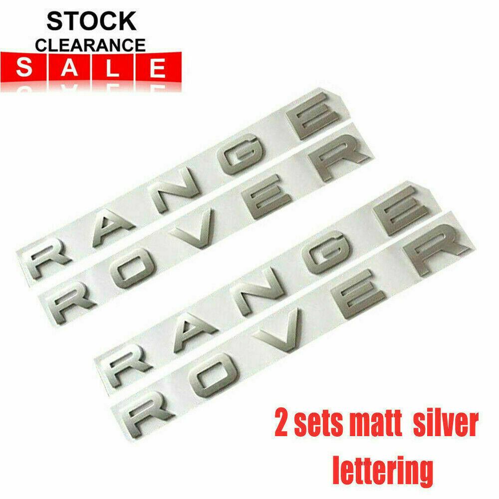 2PCS For RANGE ROVER Emblem MATT SILVER Letters Badge Logo Front Rear Hood NEW