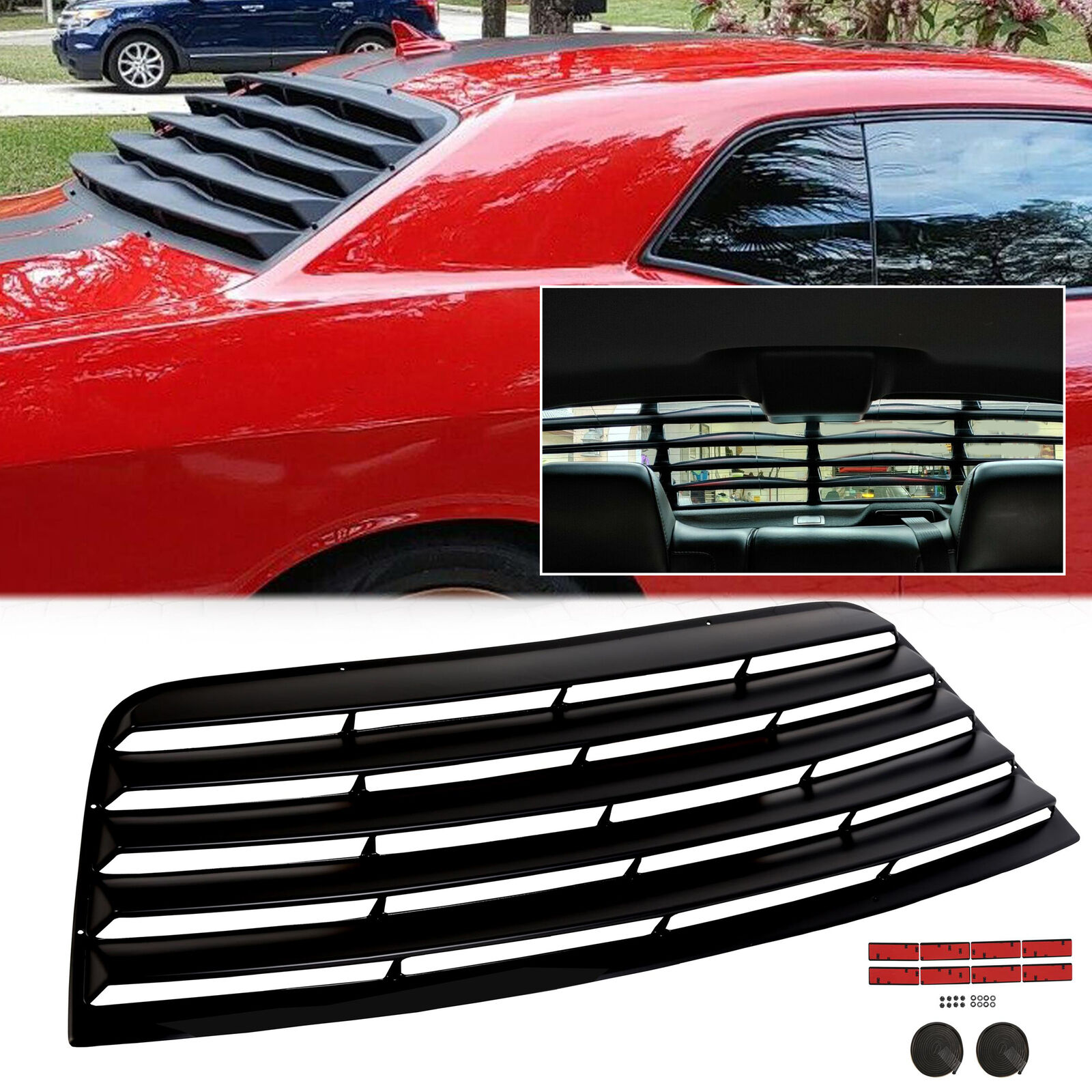 For 2008-2023 Dodge Challenger Rear Window Louvers Scoops Windshield Sun Shade