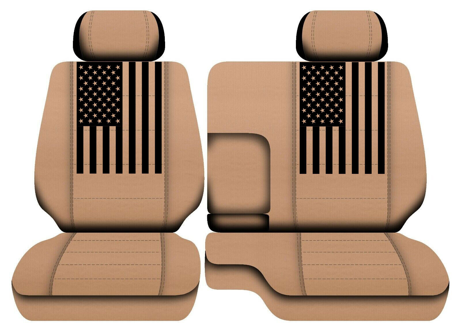 Fits Toyota T 100  Seat Covers 1993-1998 Tan Seat Covers American Flag Design