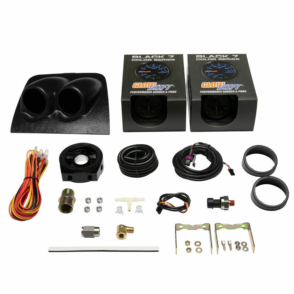 GlowShift Black Boost/Vacuum & Oil PSI Gauge Set & Pod for 04-06 Pontiac GTO