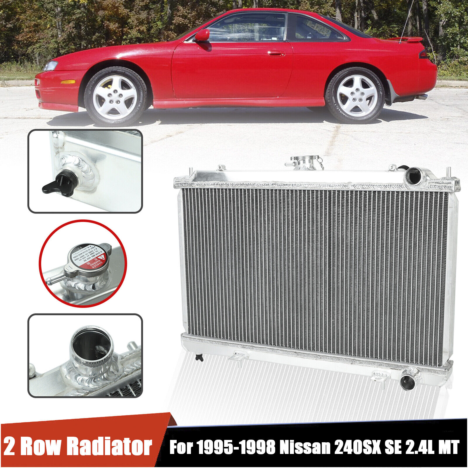 For Nissan 240SX SE 2.4L MT 1995-1998 Aluminum Core Performance Radiator 2 Row