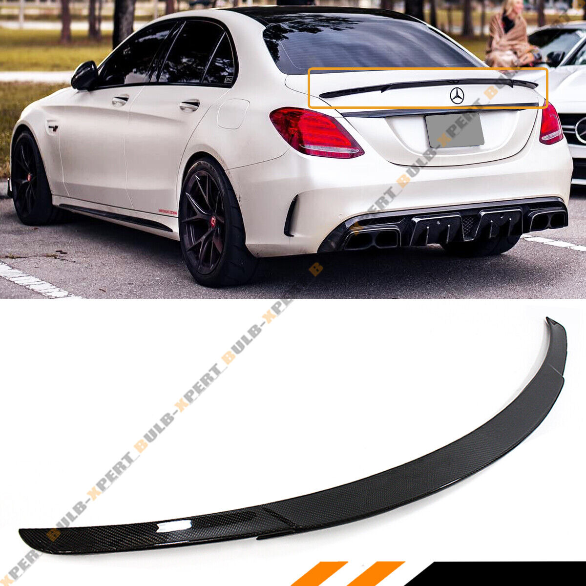 FOR 15-2021 MERCEDES BENZ W205 C63 AMG S B STYLE CARBON FIBER TRUNK SPOILER WING