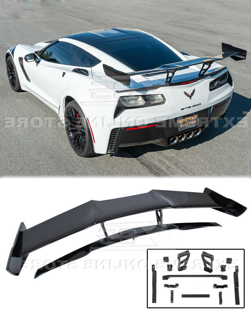 ZR1 Style Full Rear Wing Spoiler For 14-19 Corvette C7 Z06 Painted CARBON FLASH 
