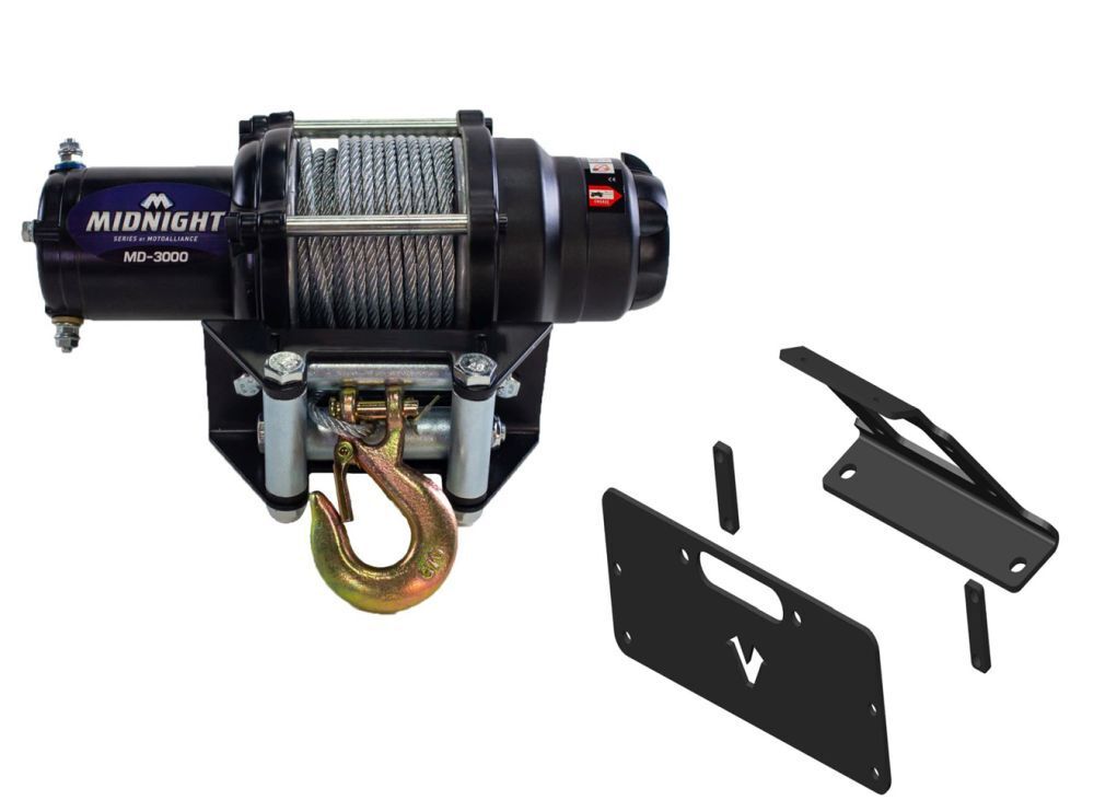 Viper 50 Ft Midnight Winch 3000 lb Steel With Mount For Yamaha YXZ1000R 2016-21
