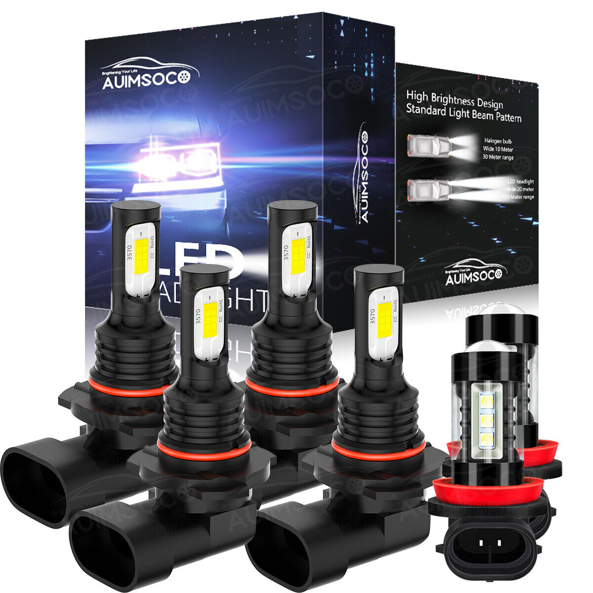 For Kia Optima 2016 -6x 6000K LED Headlight High/Low Fog Light Bulbs Combo Kit