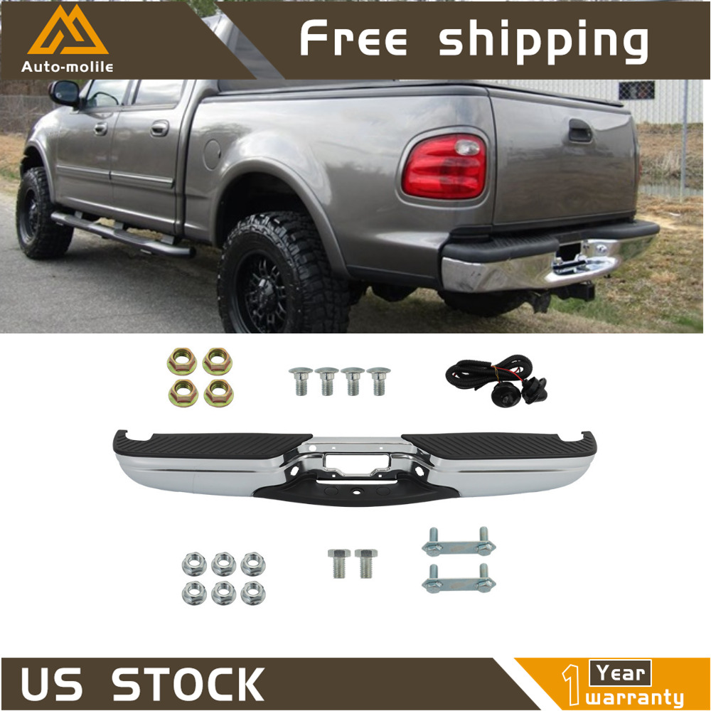 For 1997-2003 Ford F-150/1997-1999 F-250 Steel Chrome Rear Step Bumper Assembly