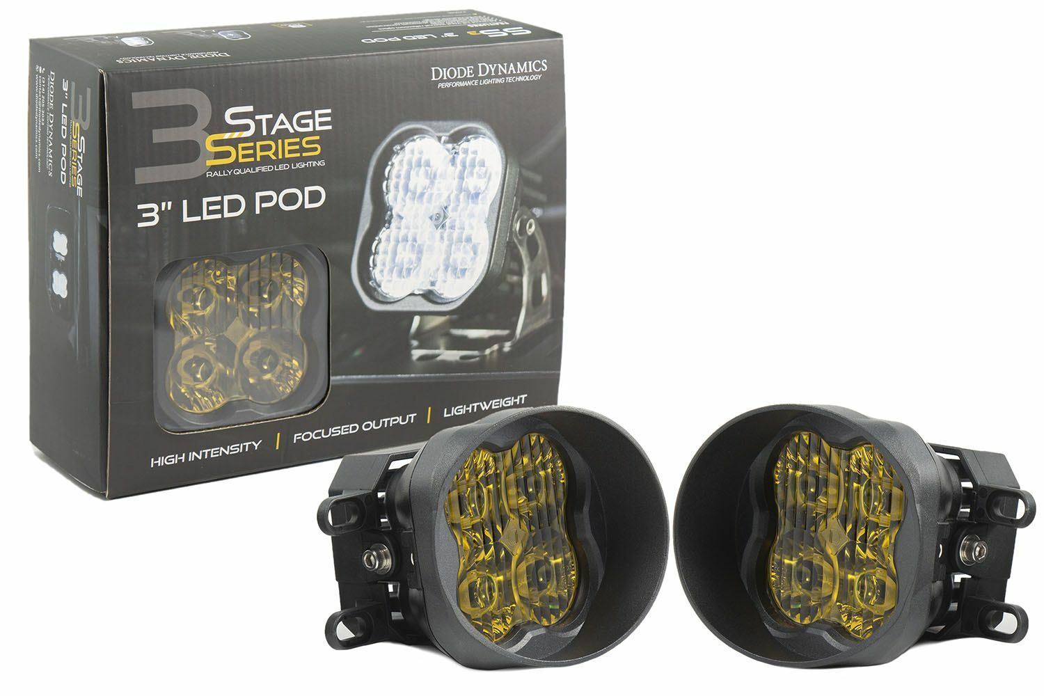 SS3 LED SAE/DOT Type B Fog Light Kit Pro Fog Optic Yellow Diode Dynamics 