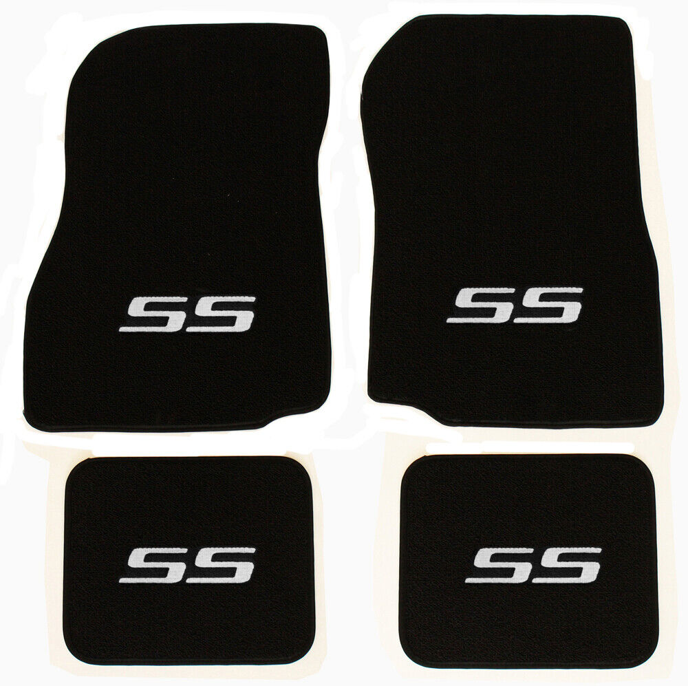 NEW 1982-2007 Chevy Monte Carlo Floor Mats Carpet Embroidered SS Logo Silver A4