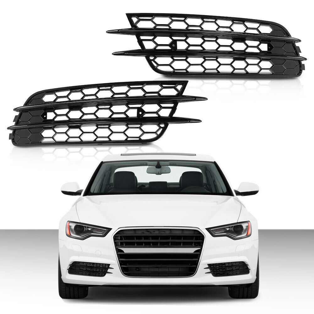 Fit For 2012-2015 Audi A6 C7 Fog Light Lamp Grille Grill Cover Bezel Trim Pair
