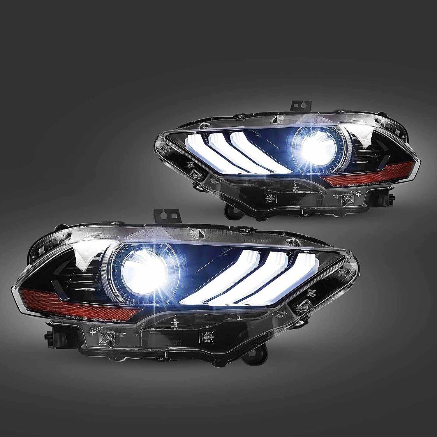 For 2018-2023 Ford Mustang Dual Beam Headlights LED DRL Projector Pairs W/Bulbs
