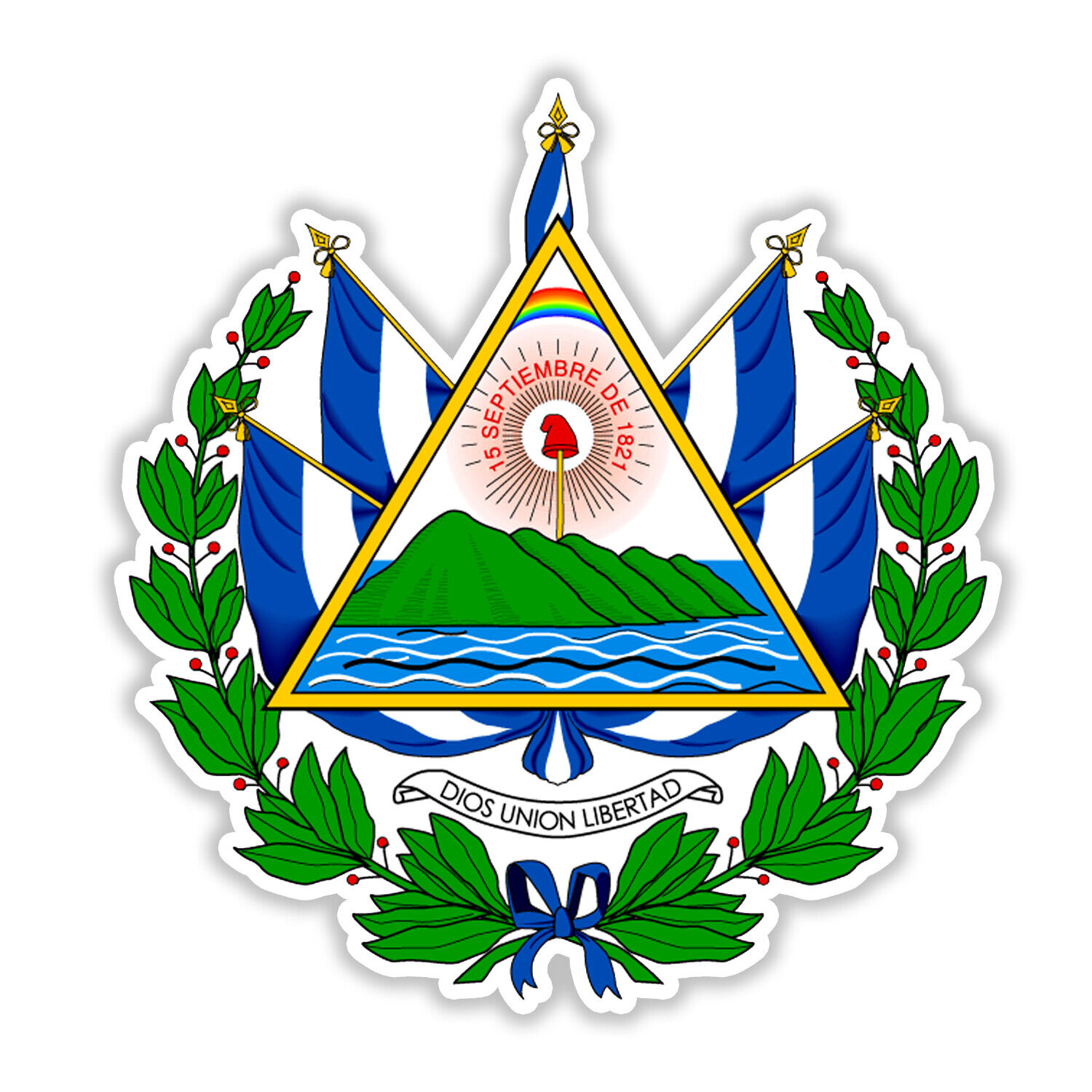 Salvadoran Coat of Arms Sticker  Escudo De El Salvador Flag Decal Vinyl SLV